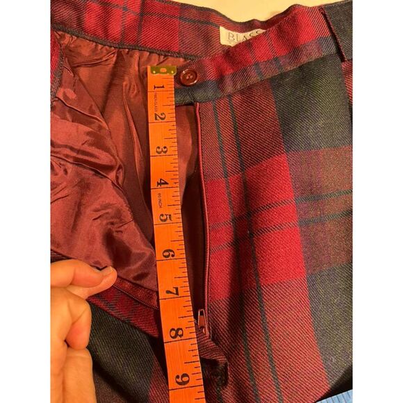 Vintage Bill Blass Wool Tartan Plaid High Waist Trousers Pants Red Green Size 10 - Picture 11 of 16